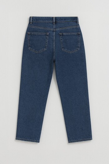 Bluewhite Women's High Waist 100% Cotton Mom Fit Jean Pants