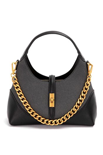 Levidor 930409 Women's Gold Chain Accessory Handbag Black