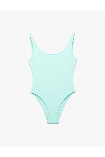 Koton U-Neck Textured Swimsuit