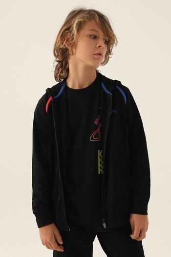 Kappa Licensed Boys' Cardigan Jacket for Ages 5-16-Black