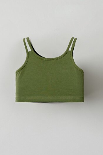 HAUSEkids Girl's Crop-Khaki T-Shirt