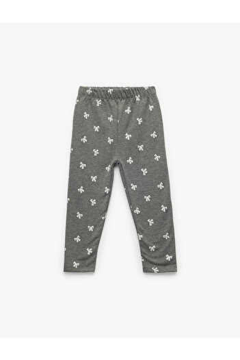 Koton Raised Waist Elastic Waist Bow Patterned Leggings