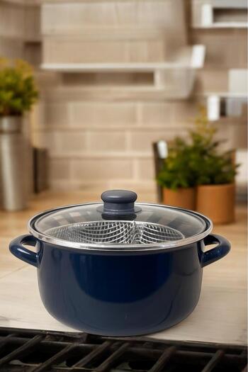 Sezka Life Crispy Frying Pan with Fryer 22 cm 3 Pieces Black