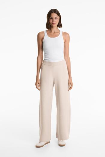 Oysho Straight side rib knit trousers