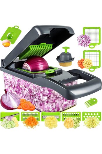 Generic NEW Vegetable Slicer Chopper Pro 8 Blades Slicer | 15 Pc Multifunctional Kitchen Gadgets