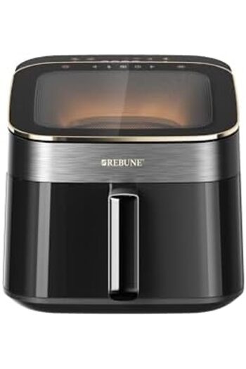 rebune 6.5L 1700W Bladeless Air Fryer - Healthy Cooking with Modern Touch (Black with Gold)