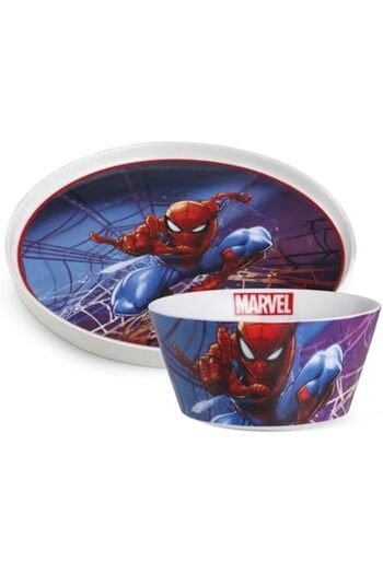 EGAN Marvel Side Plate & Bowl Set – Official Spider-Man & Avengers Dining Set for Marvel Fans –
