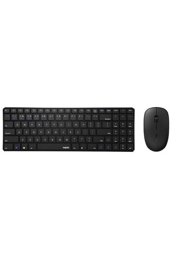 Rapoo لوحة مفاتيح وماوس لاسلكيان 9300M (لوحة مفاتيح QWERTY وماوس بلوتوث مريح) أسود