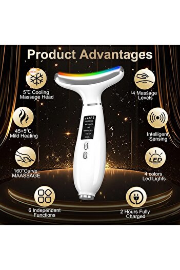 NECOMI Electric Neck and Face Massager, Portable Heating & Cooling Massage Face Lifting,6 Modes & 4 Color L