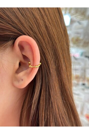 BY YASİN TOPÇU Steel Gold Color Bead Detail Cartilage Earrings