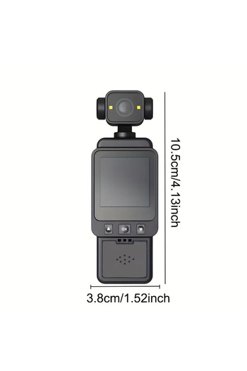 Generic Portable HD Dual-Lens Camera Recorder – 1080P, 180° Rotating Lens, Fill Light, 3.91cm Display
