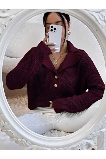 Gülçin Coşkun Jachetă cu nasturi Guler Casual Fit Pulover pentru femei