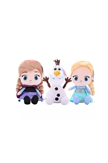 OEM Set 3 Plush Mascots, Princesses Elsa and Anna, Olaf, Multicolor, 30 cm