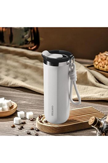 Mixbo Termos de cafea cu mâner, oțel inoxidabil, alb, 500 ml