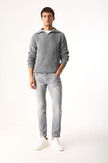 VENA Regular Fit Stand Collar Half Zip Knitwear Sweater