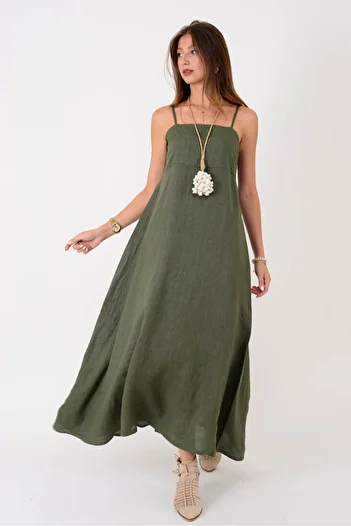 Park Moda E2059 Linen Dress with Giped Back