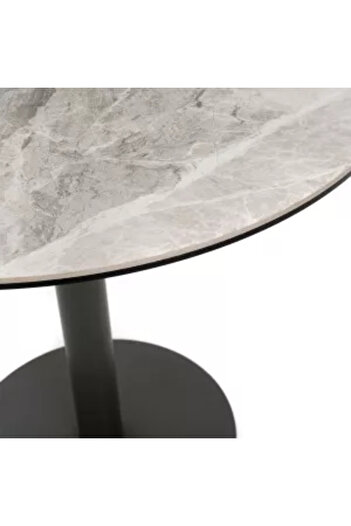Homedit Masa 80 x 75 cm picior metal blat piatra naturală, masa Horeca, masa evenimente,