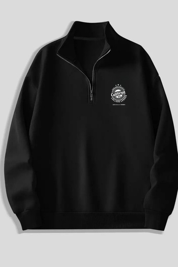 Sweetline Black Zippered Dikyaka Sweatshirt - Cali̇forni̇a 55 - Winter Textile