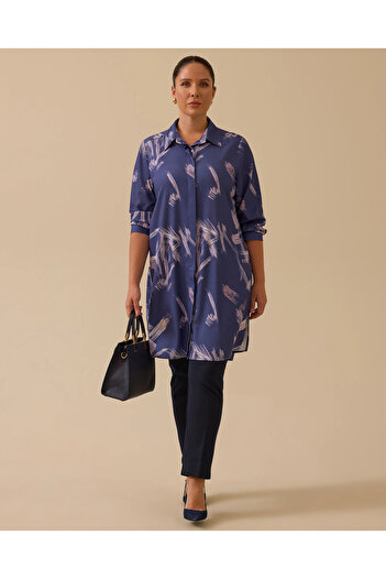 Gala-Xi Plus Size Patterned Long Sleeve Shirt