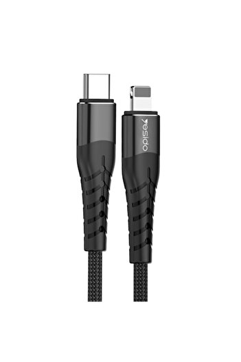 Yesido Charging and Data Transfer Cable Type-C Compatible Lightning Power 18W, Aluminum, Length 1.2m, C575,