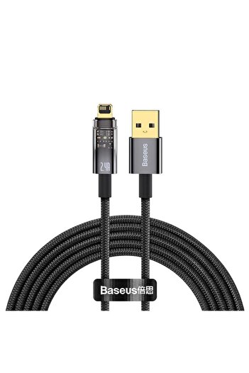Baseus Charging and Data Transfer USB Cable Compatible with Lightning 2.4A, Metal, Length 2m, C419, Black
