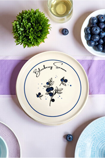 FH finehome Blueberry Season Porcelain 4-Piece Cake Plate 21cm