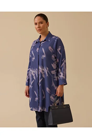 Gala-Xi Plus Size Patterned Long Sleeve Shirt