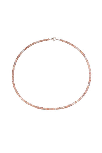Abundo Basics necklace made of natural sunstone with 925 silver accessories, 40 cm