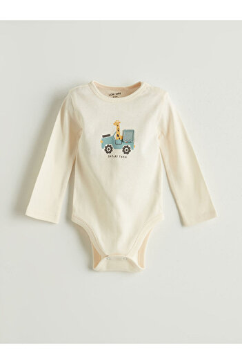 LC Waikiki Create Your Style with Uzg Store |   Crew Neck Long Sleeve Printed Baby Boy Snap Fastener Bodysuit And…