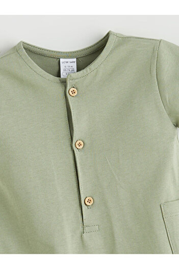 LC Waikiki Green Crew Neck Basic Baby Boy Romper