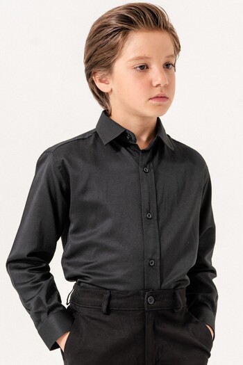 carino's kids Boy's Shirt Basic Plain Long Sleeve