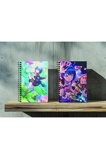 nihonwosekai 2Pcs A5 Size Unlined 50 Sheets Anime Spiral Notebook Hatsune Miku Pjsekai Colorful Project Sekai