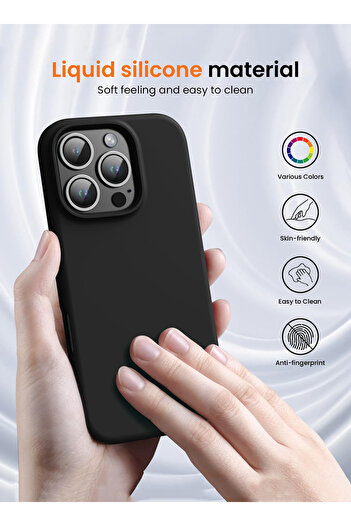 Theodor iPhone 16 Pro Max Black Protective Liquid Silicone Shockproof Case - P&a having Drink