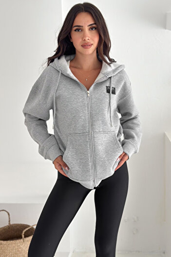Noa Noa Fermuarlı Kapüşonlu Sweatshirt – “DESIGN” Etiketli