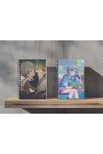 nihonwosekai 2 قطعة مقاس A5 دفتر ملاحظات حلزوني غير مسطر 50 ورقة أنيمي Hatsune Miku Pjsekai مشروع ملون Sekai