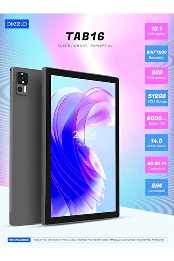 OTEETO TAB 16 tablet 10.1 Inch IPS display Android 14 and 4G Connectivit,12GBRAM+512 GB ROM storage