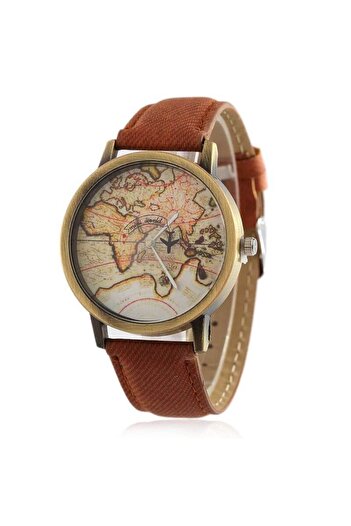 Skymag Ceas dama harta vintage si avion, curea piele ecologica, quartz