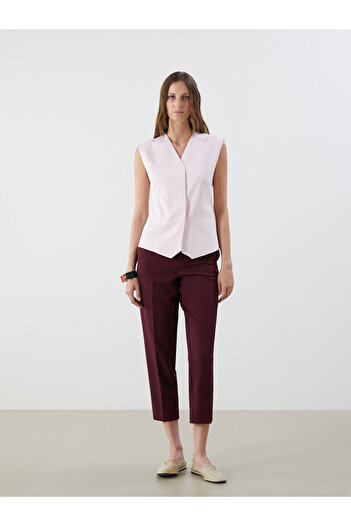 LC Waikiki Red Slim Fit Women's Pleated Trousers