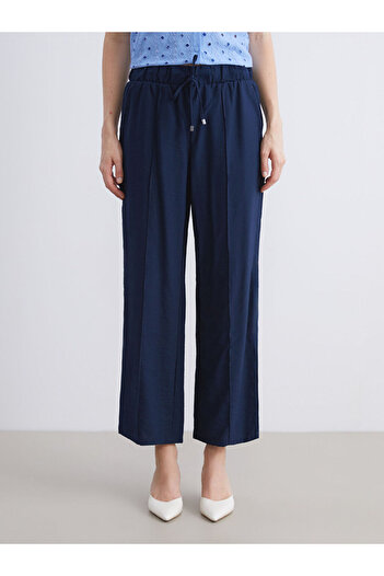 LC Waikiki Navy Blue Women's Wide Leg Pants with Elastic Waist