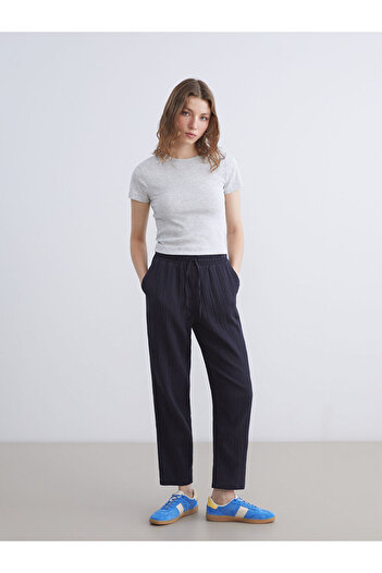 LC Waikiki Elastic Waist Textured Muslin Women's Trousers