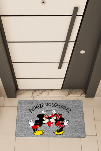 Dormot High Quality Digital Printing Gray, Minie, Miki Welcome Themed Door Mat