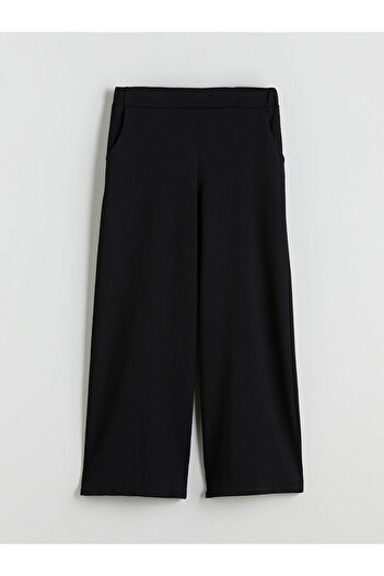 LC Waikiki Black Elastic Waist Wide Leg Women's Trousers