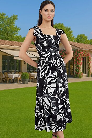 PayBuy Rochie midi în formă de A cu imprimeu floral pentru femei Tesatura viscoasă Confortabilă Vară Zilnic Material durabil