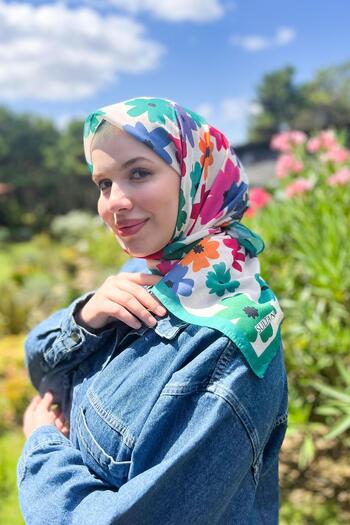 Sultan Eşarp Sultan Fresh Cotton Scarf - Flying Flowers - Sfe009-04