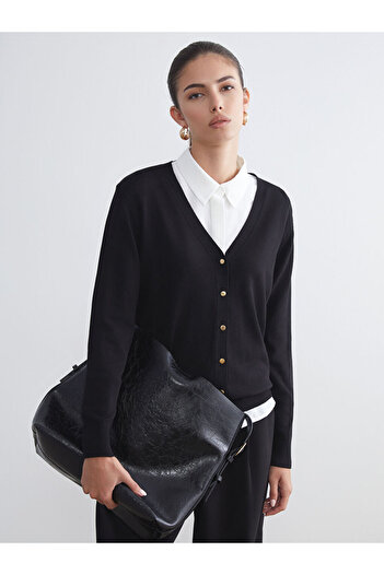 LC Waikiki Sparkling Selections from Shining Store |   V-Neck Women's Knitwear Cardigan