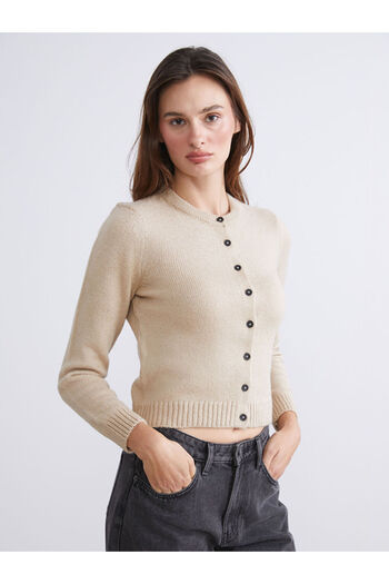 LC Waikiki Sparkling Selections from Shining Store |   Crew Neck Women's Knitwear Cardigan