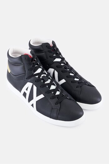 Armani Exchange Men Brand Logo Lace Up Casual Shoes, Black