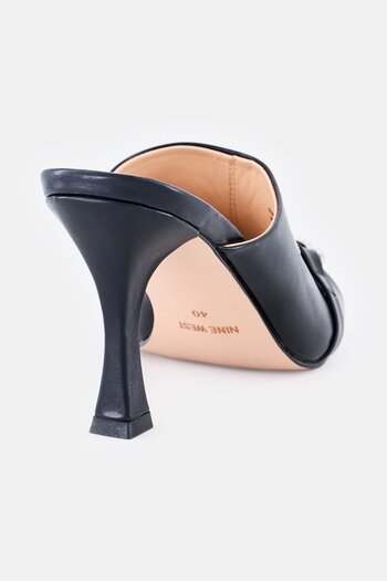 Nine West Women Leather Slip On Sandal, Black