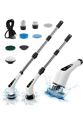 Generic VGT Cordless Rotating Electric Cleaning Brush with 7 Interchangeable Brush Heads, Adjustable Han