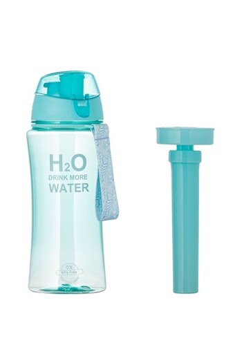 OEM Light Green Sports Plastic Water Bottle with Ice Compartment & Lid 480ml